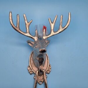 Silver Deer Buck Door Knocker Cast Iron With Hardware 8" Hunting Woods Country